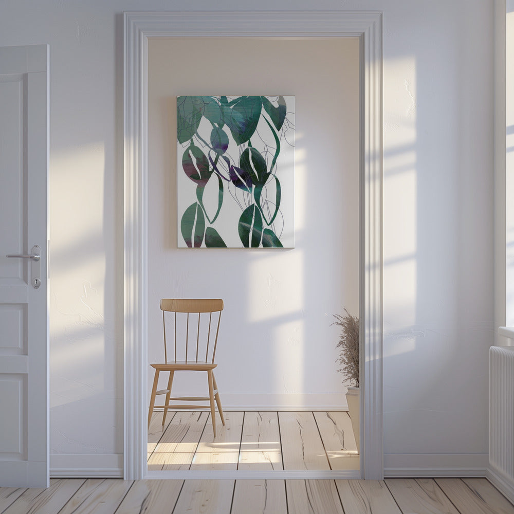 Botanische bladprintkunst in marineblauw 4 | Canvas