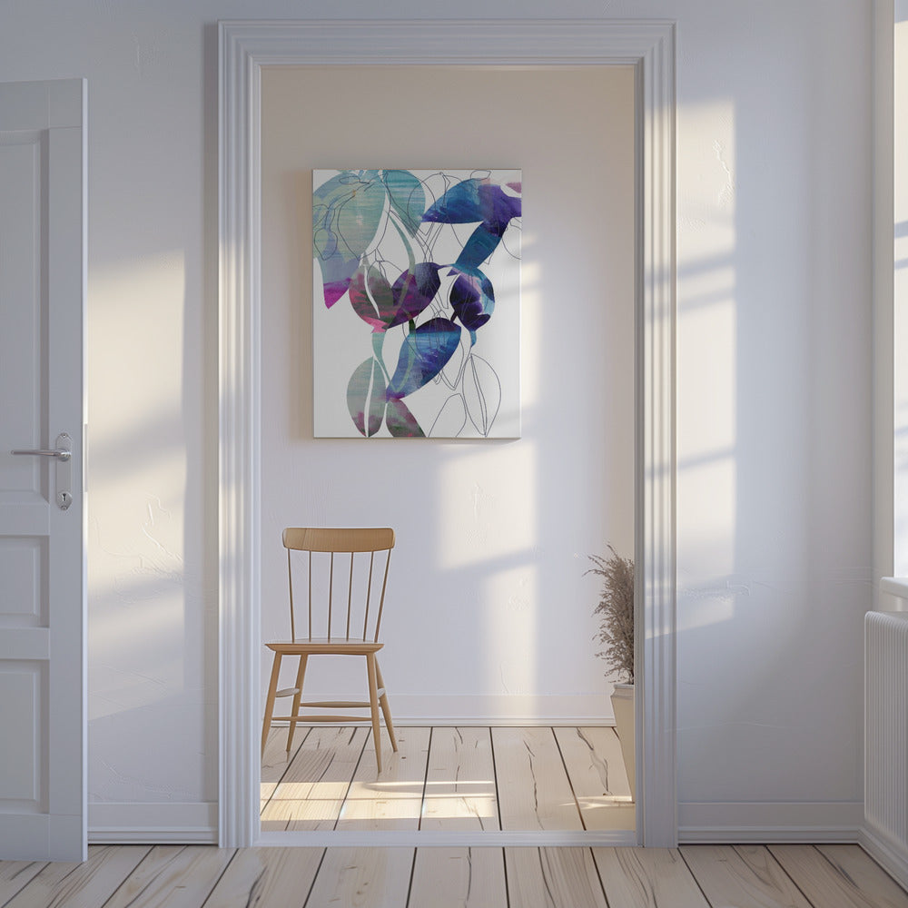 Botanische bladprintkunst in marineblauw 2 | Canvas