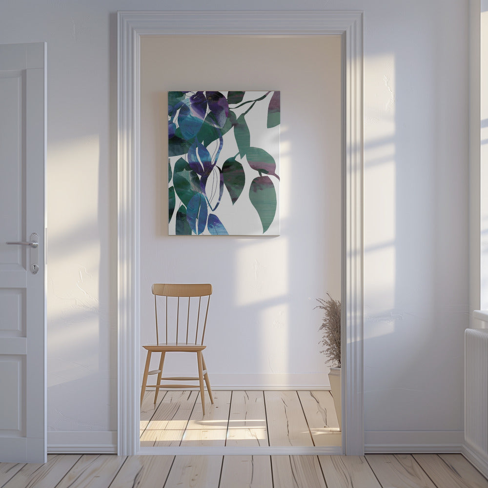 Botanische bladprintkunst in marineblauw 1 | Canvas