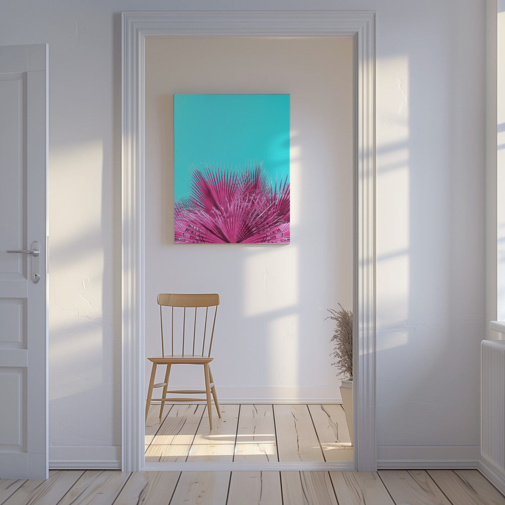 Elektrische roze palmbladeren | Canvas