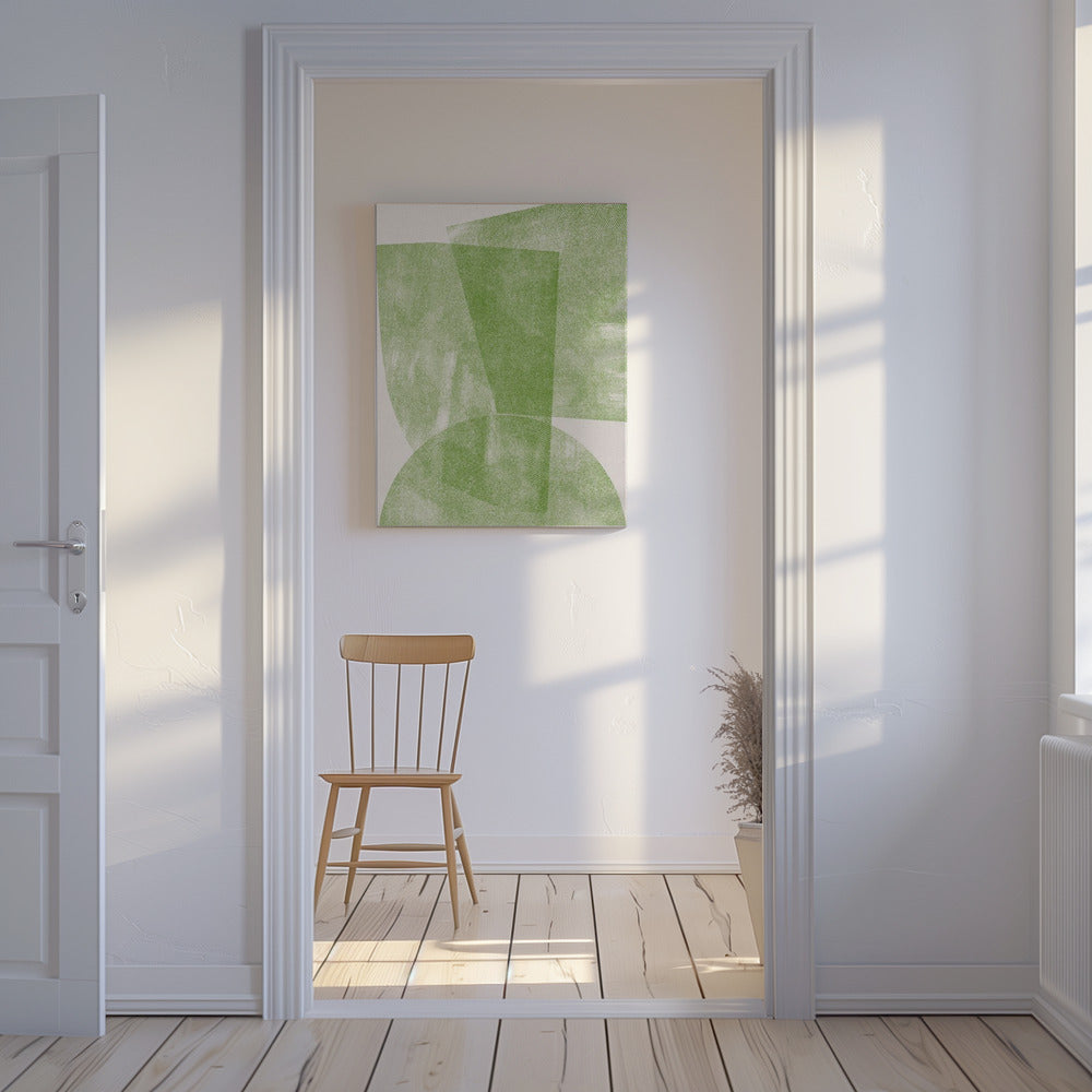 Groene geometrische stroom | Canvas