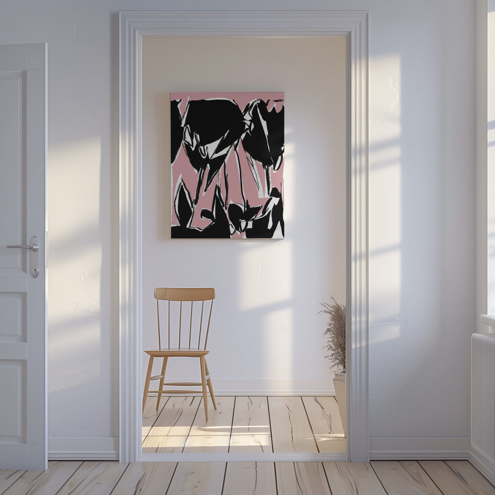 Zwart roze tulpen | Canvas