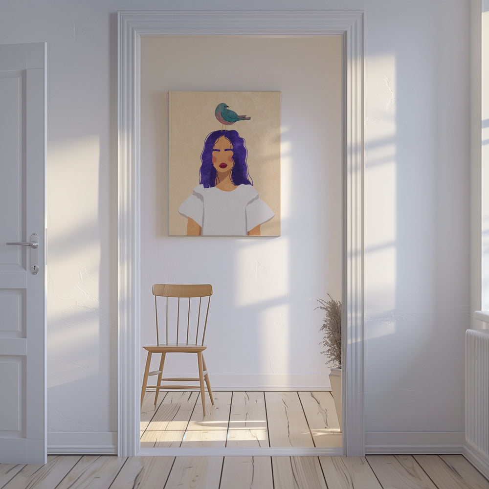 Girl with bird | Canvas