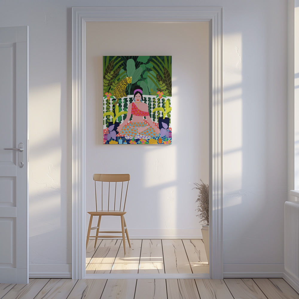Vrouw in lotushouding | Canvas