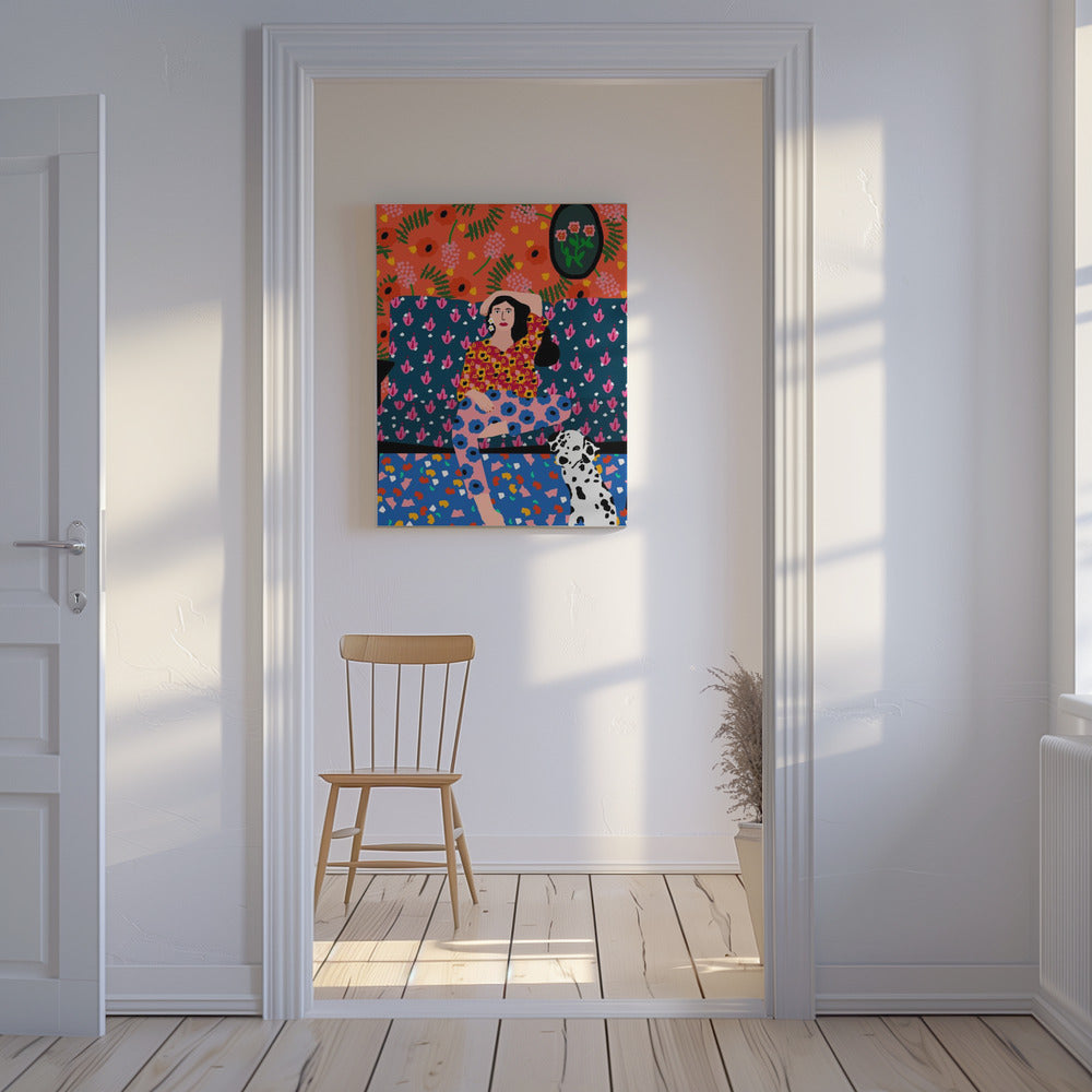 Meisje op de bank | Canvas