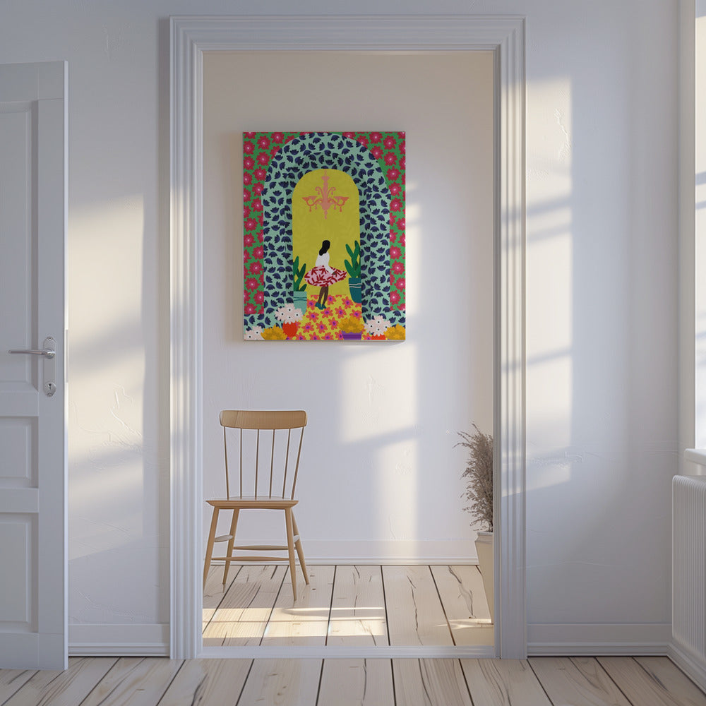 Bloemenportaalmeisje | Canvas