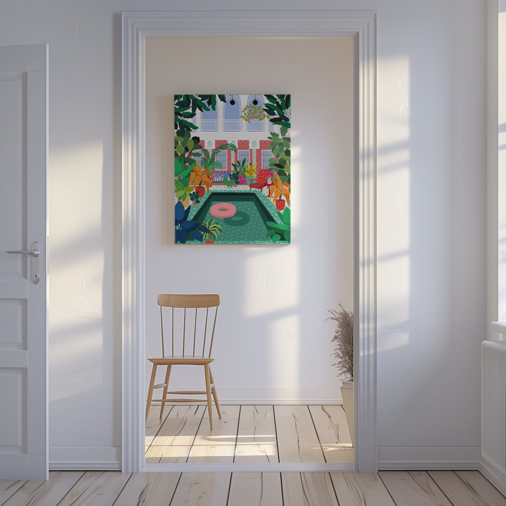 Genieten van het zwembad | Canvas