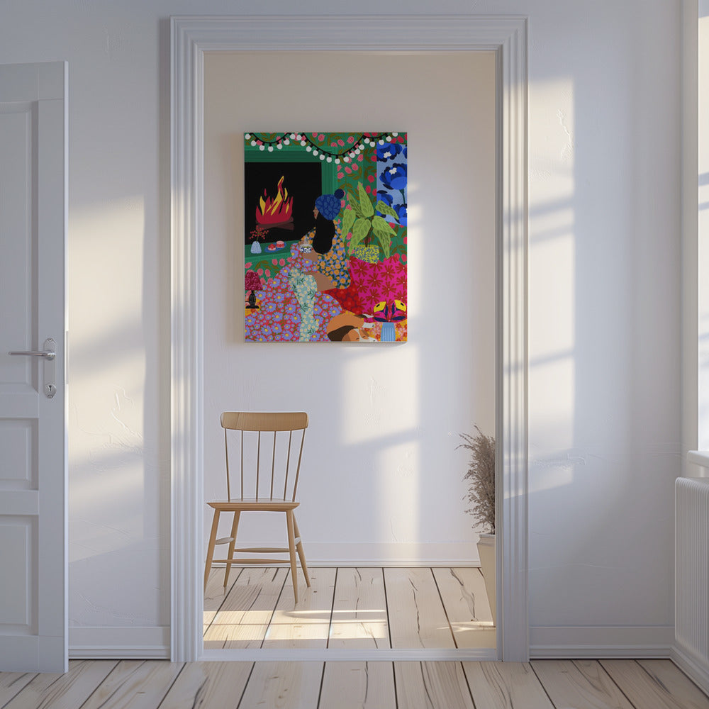 Ontspannen voor mijn open haard | Canvas