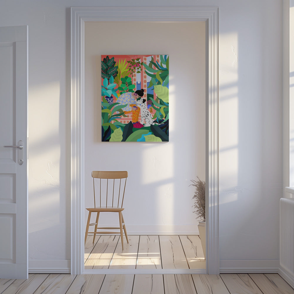 Meisje met hondje | Canvas