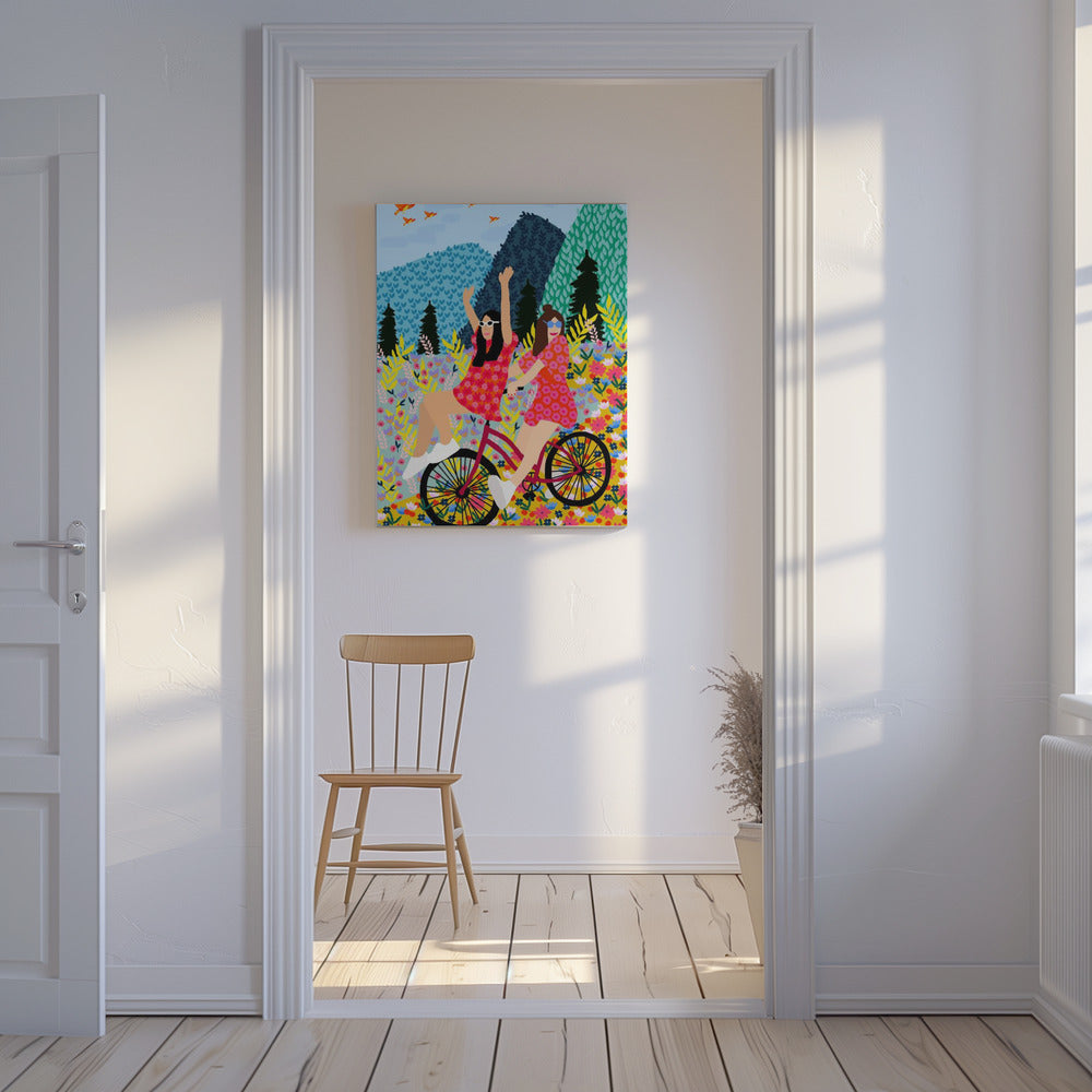 Friends on a bike | Canvas