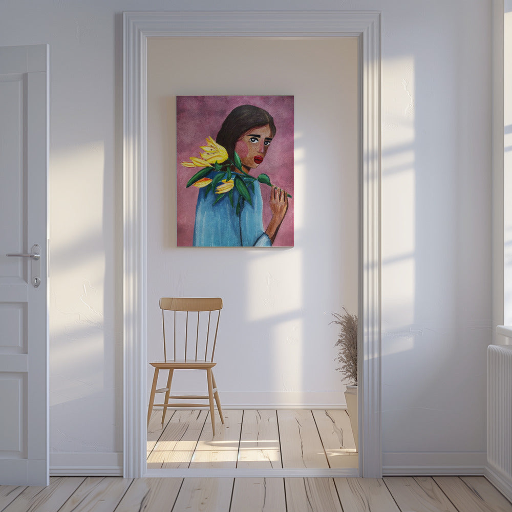 Vrouw met lelie | Canvas