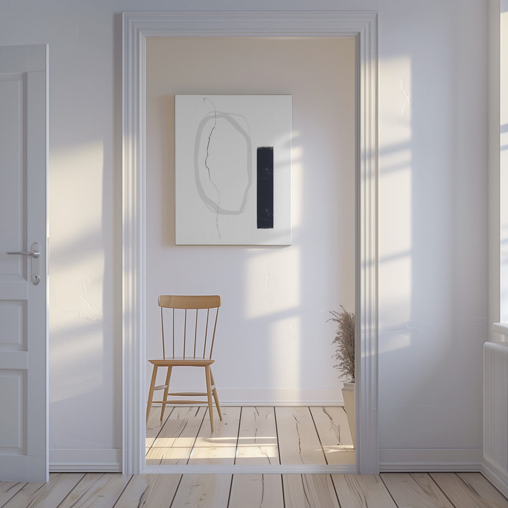 Zwarte en grijze lijnen | Canvas