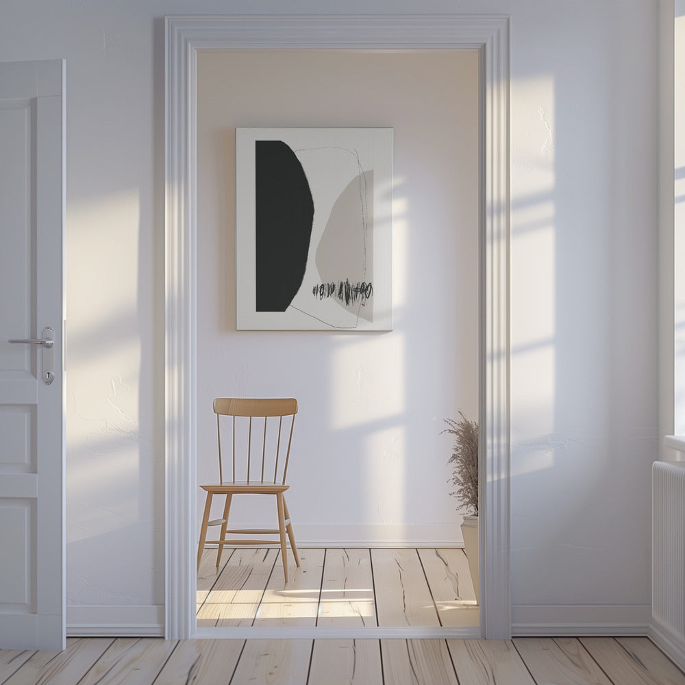 Organische vormen en lijnen in neutrale tinten | Canvas