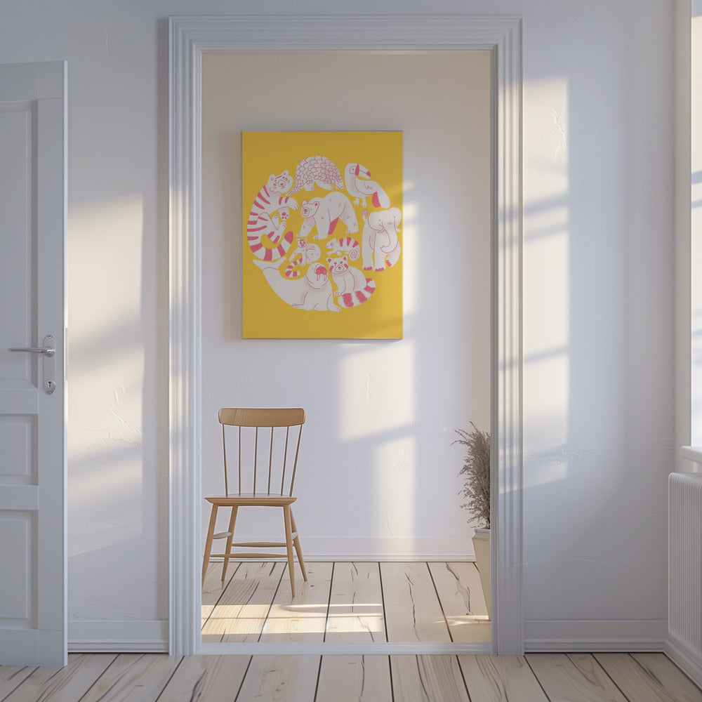 Yellow Animal Collage | Canvas