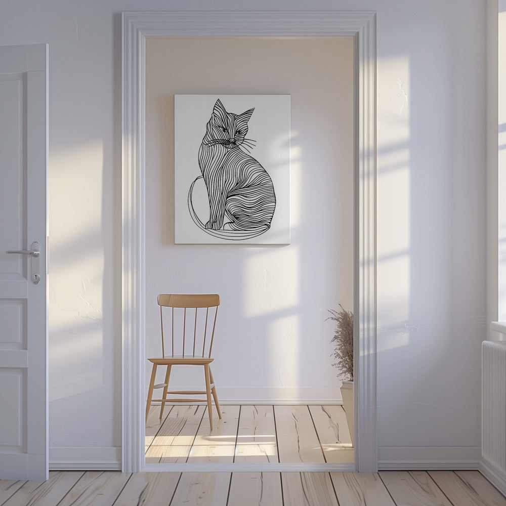 Lijnenkunst Kat | Canvas