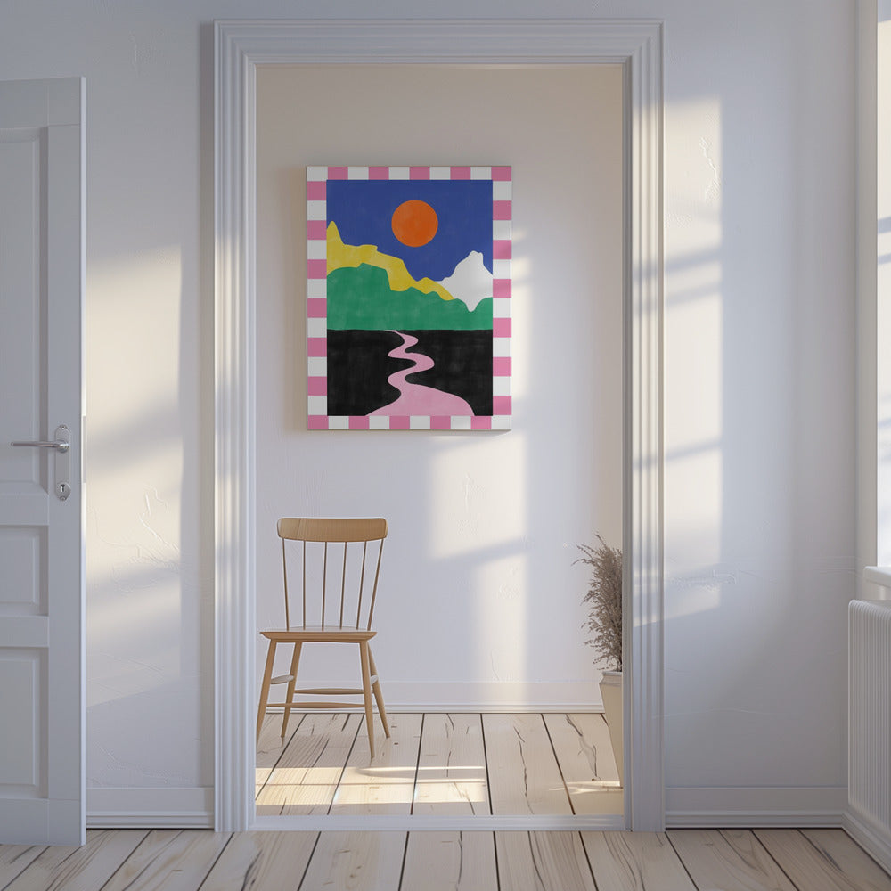 Minimalistisch landschap met levendige kleuren | Canvas