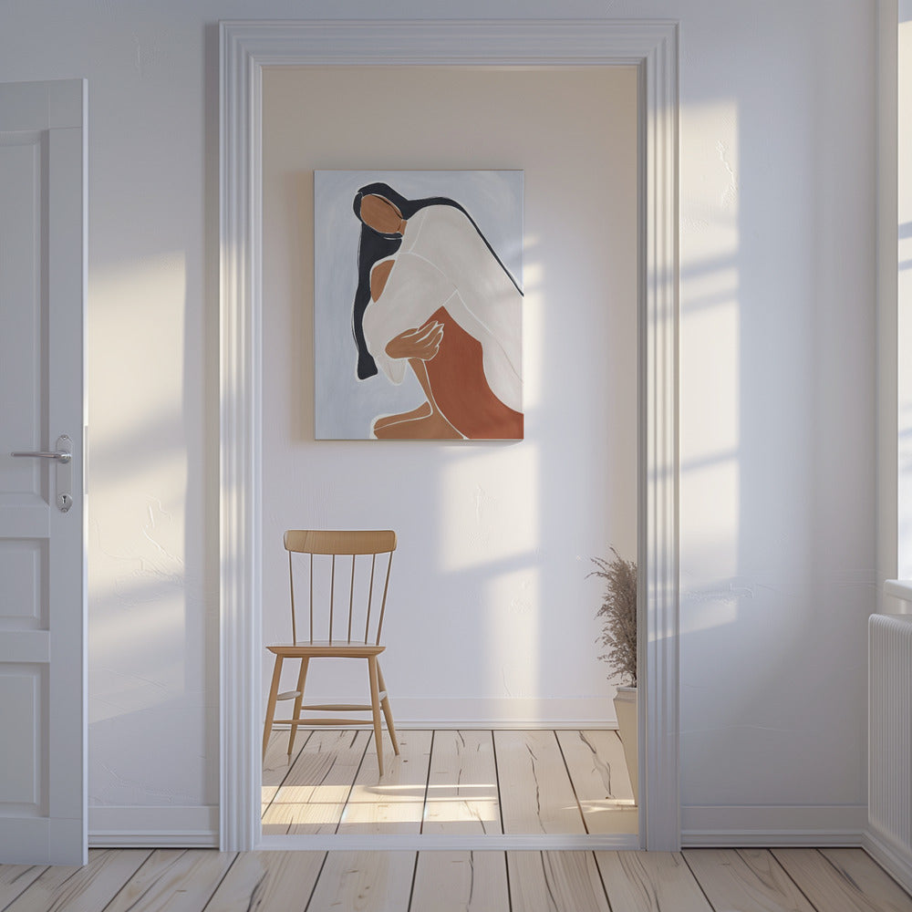 Vrouw omarmt zichzelf Print door Ivy Green Illustrations | Canvas