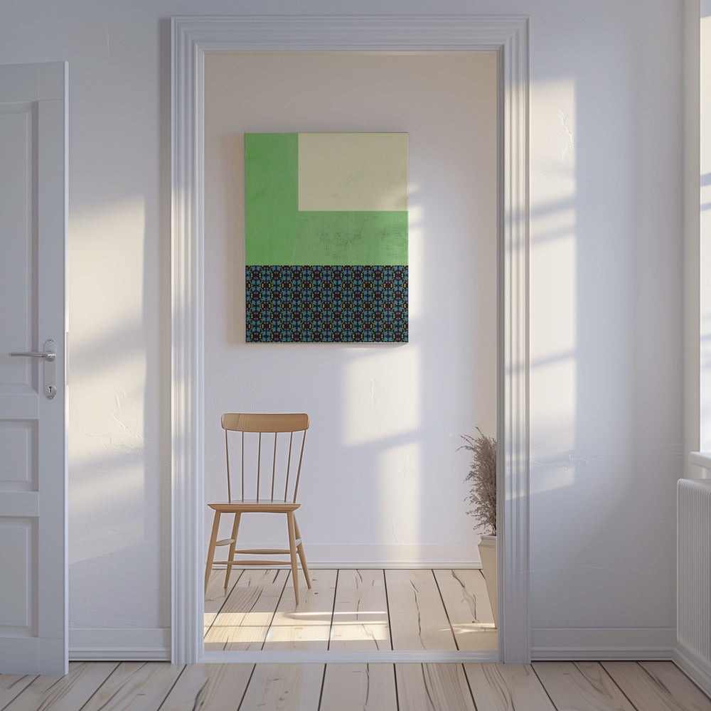 Pastel green and nyonya pattern collage | Canvas