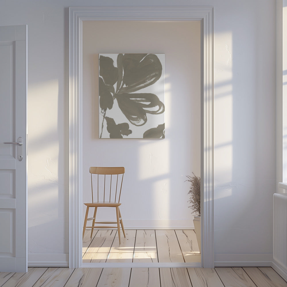Reuzen Taupe Bloemen 1 | Canvas