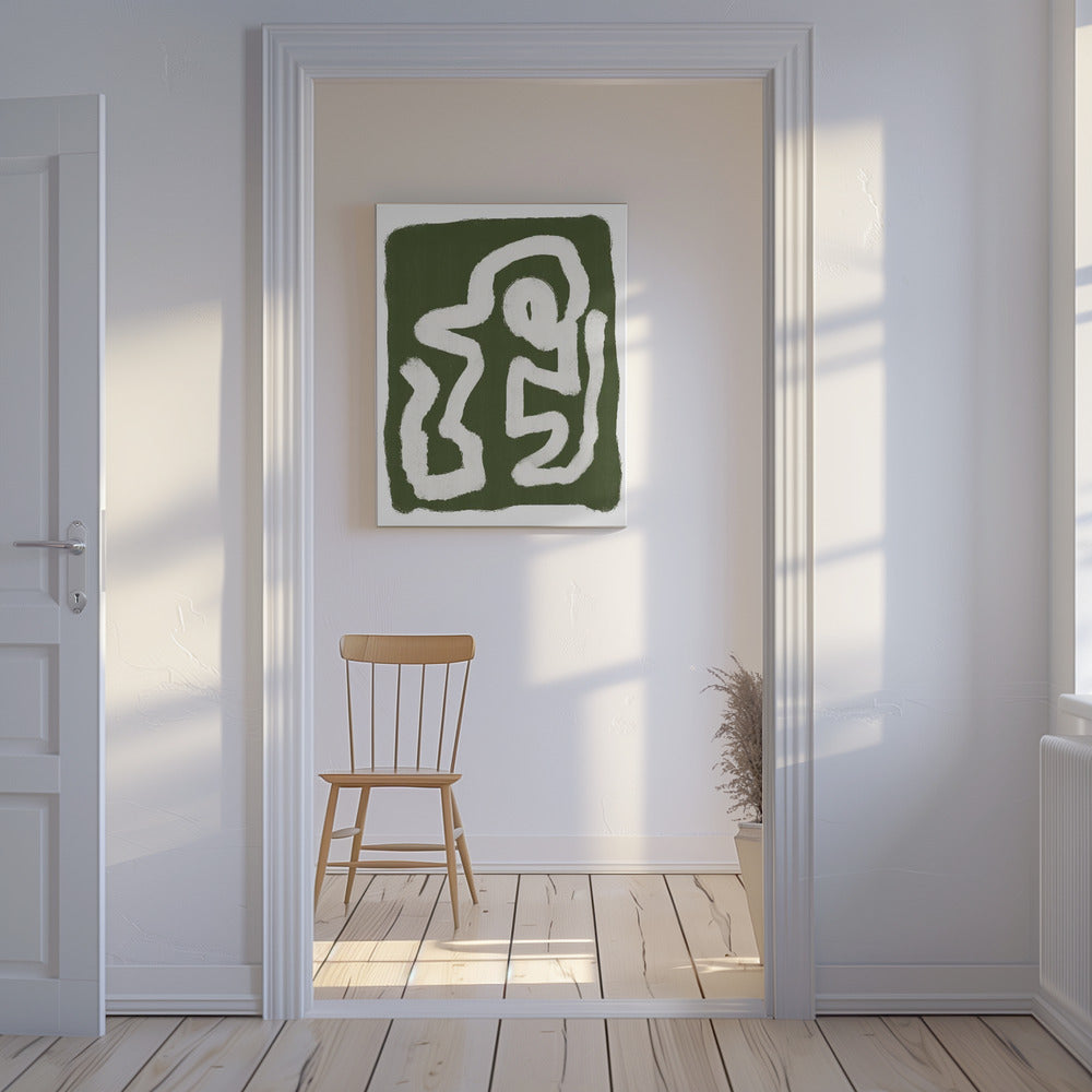 Abstracte Groene Lijnen 3 | Canvas