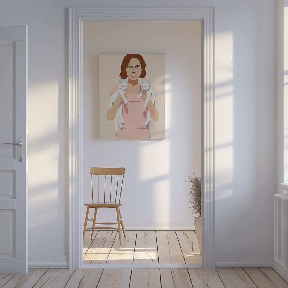 Dame met kittens | Canvas