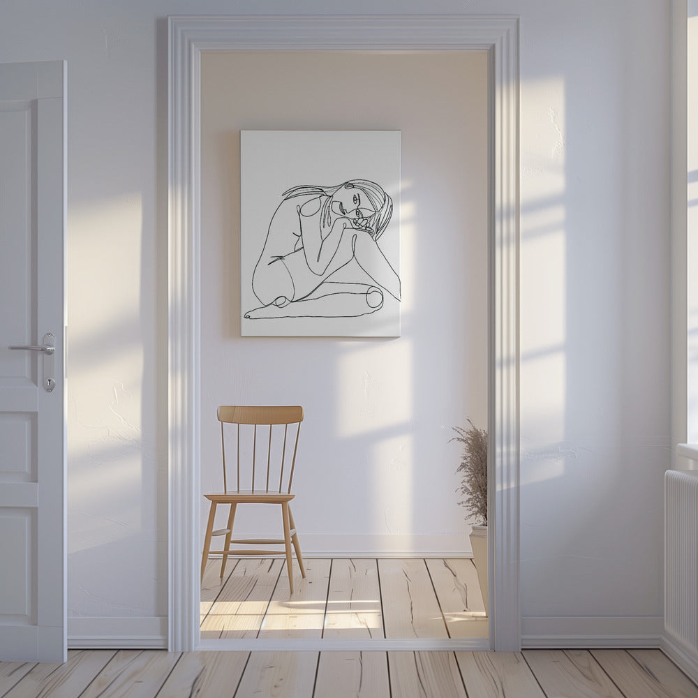 Lijntekening van vrouw | Canvas