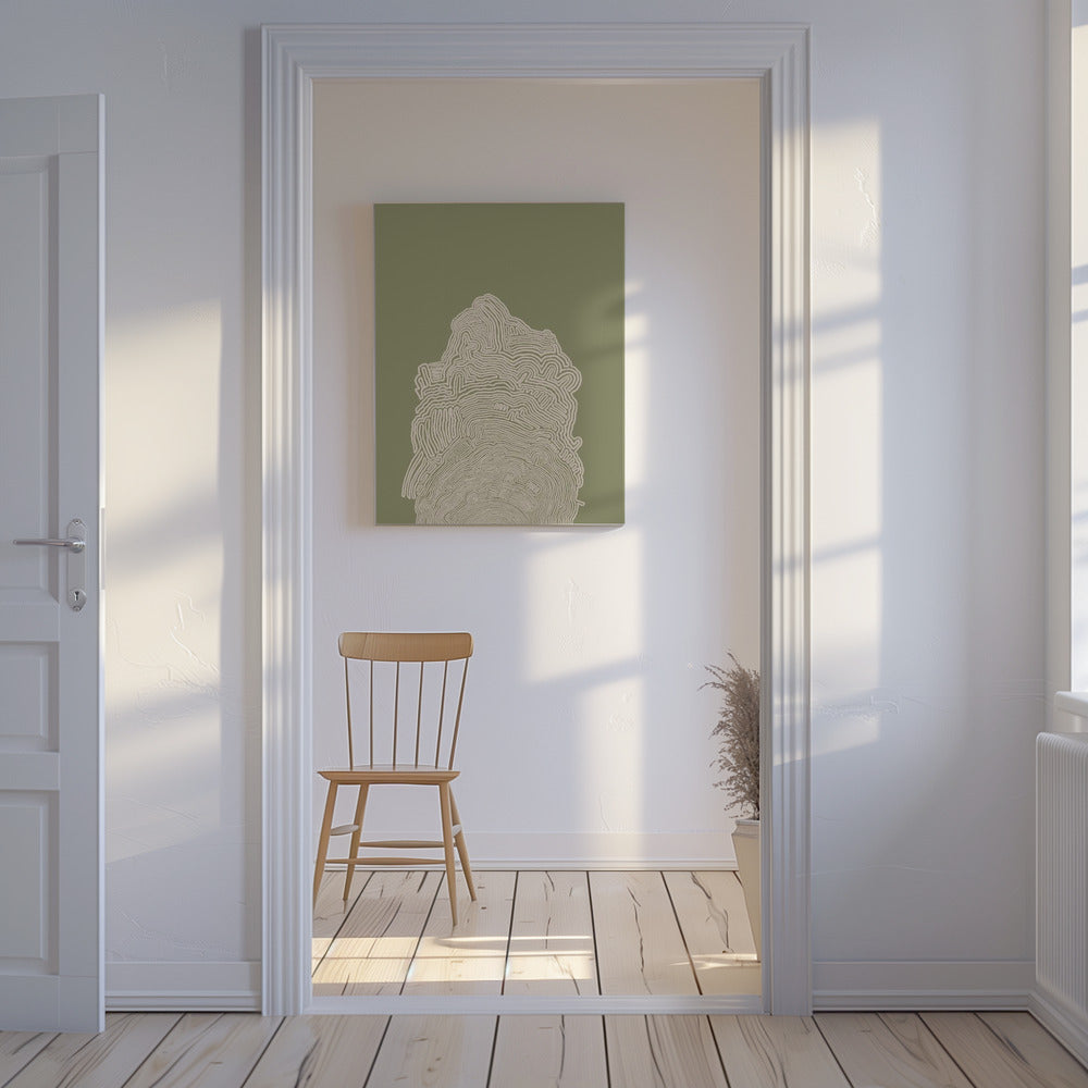 Lijntekening Groen Abstract | Canvas
