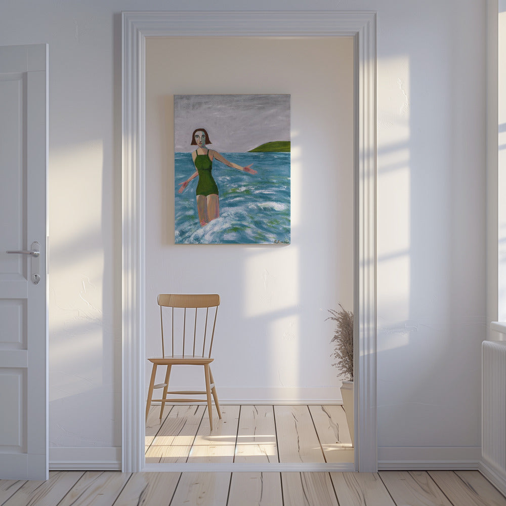 Vrouw aan zee | Canvas