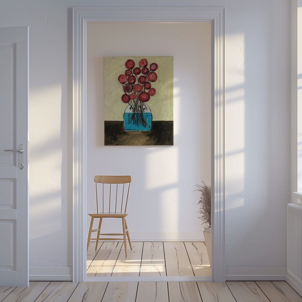 Klaprozen in vaas bruin | Canvas