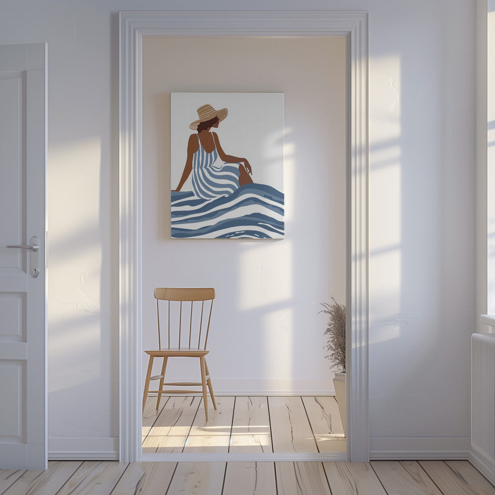 Het meisje in de gestreepte jurk | Canvas