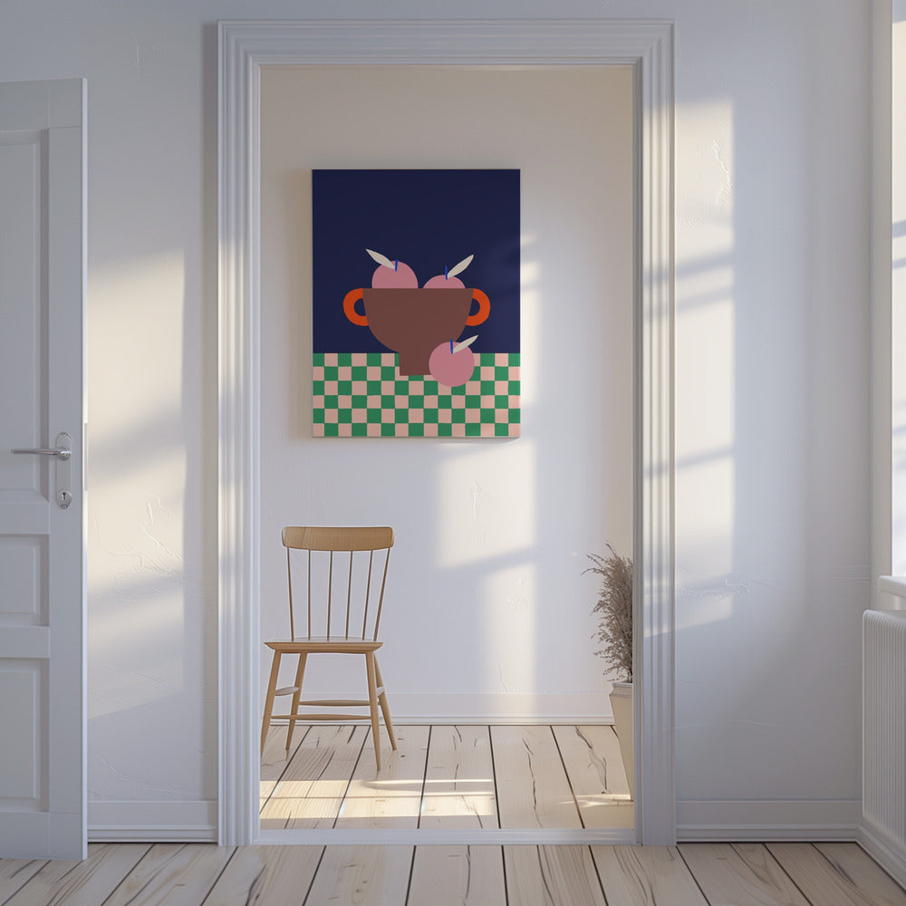 Fruitschaal met roze appels | Canvas