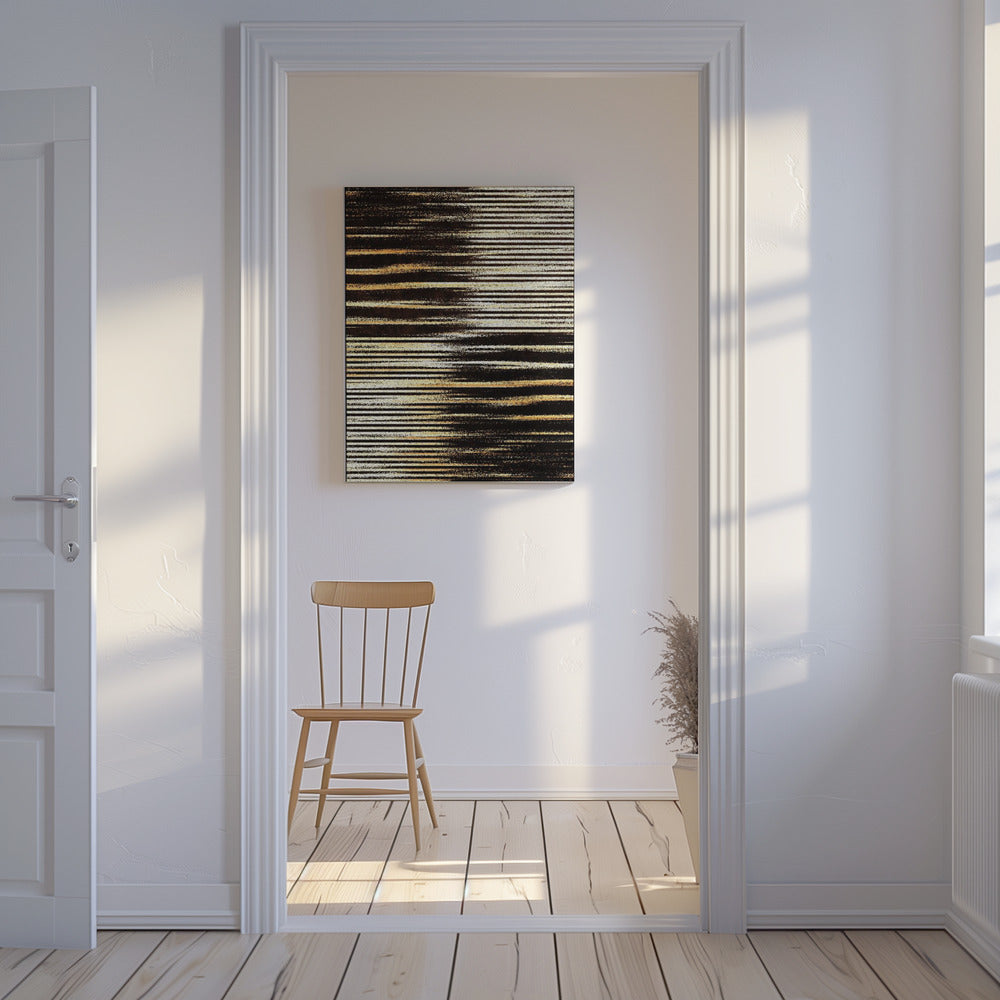 Zwarte en gouden horizontale lijnen | Canvas