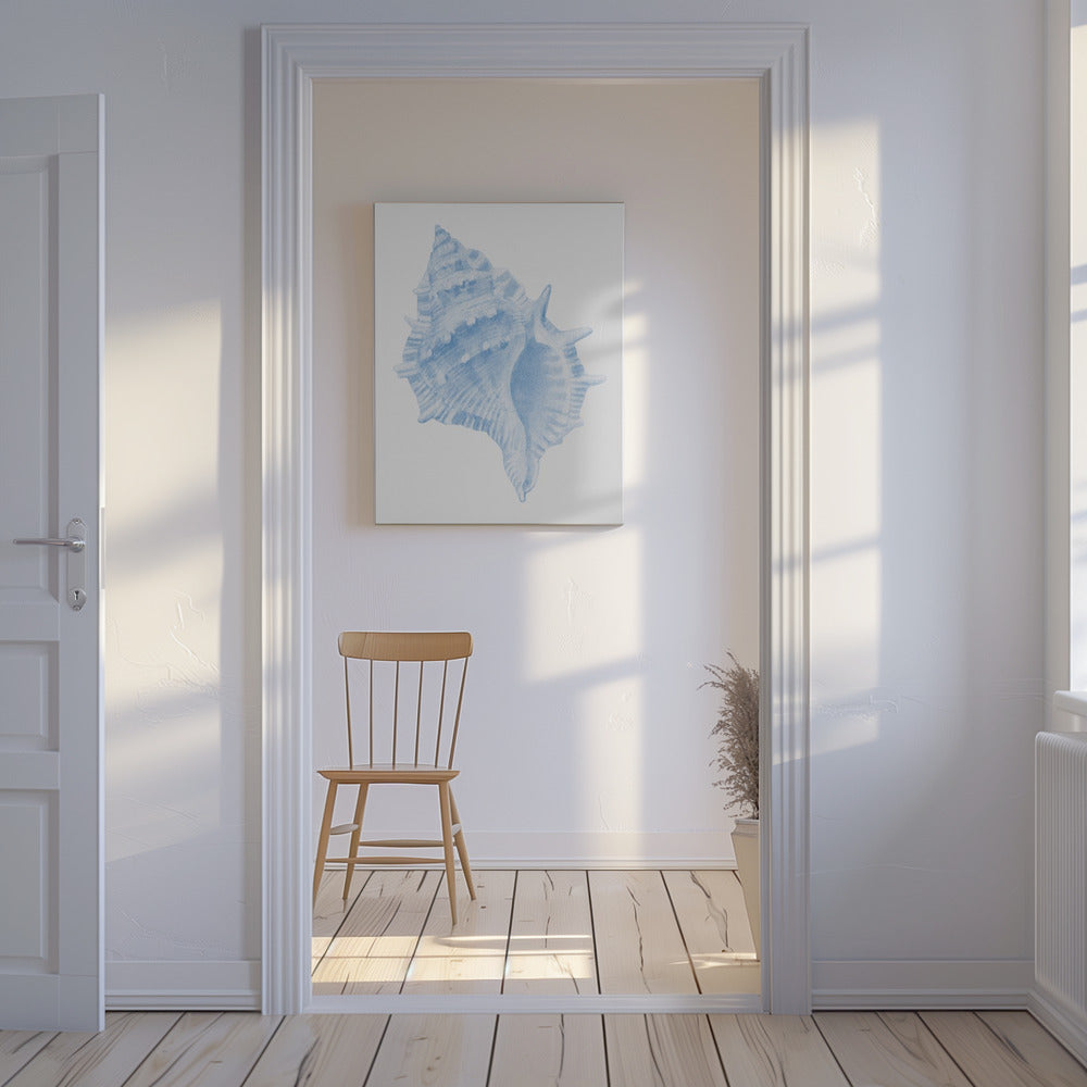 Eén blauwe schelp | Canvas