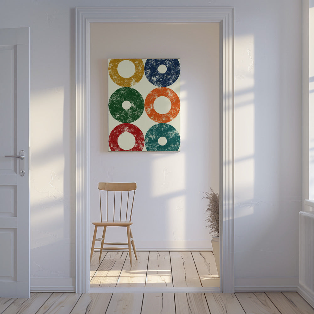 Kleurrijke cirkels rij | Canvas