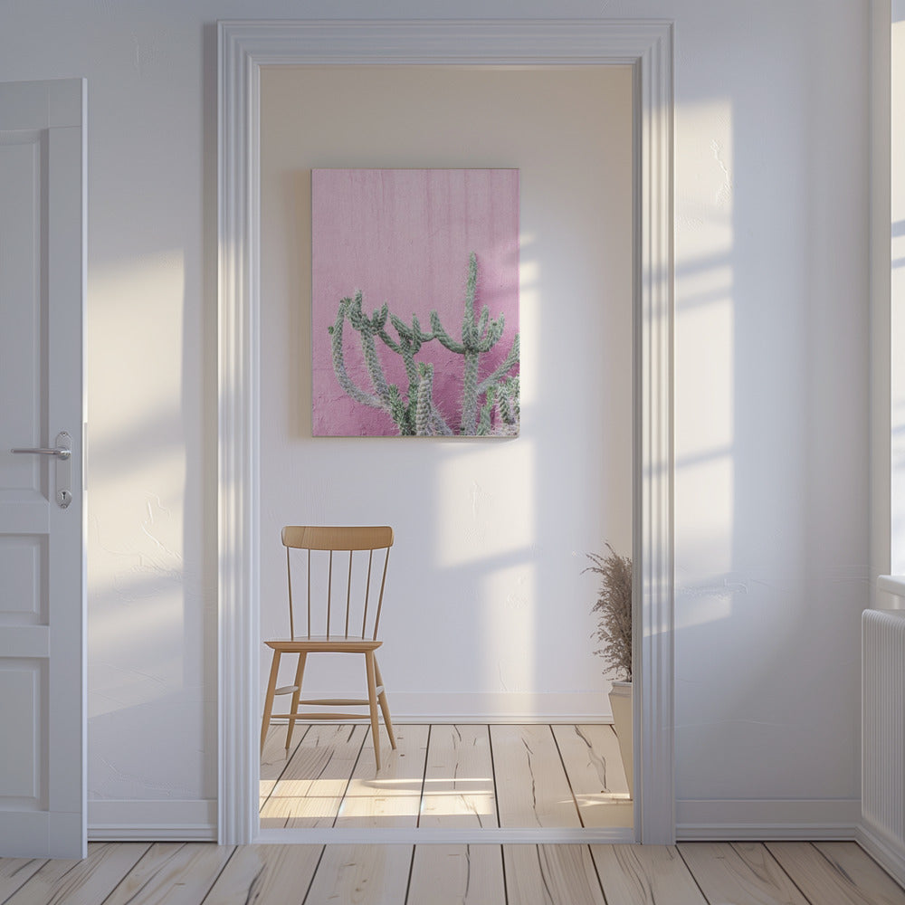 Cactus op roze | Canvas