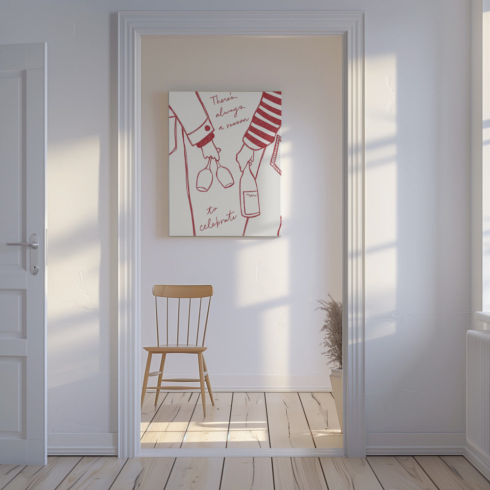 Vrouw met wijnfles en wijnglas (rood) - Wine Vin Rouge Femme | Canvas
