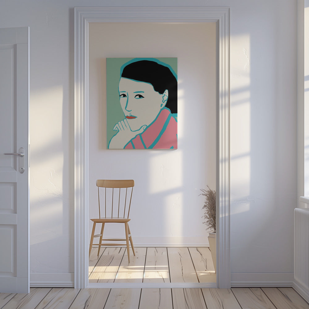 Vrouw kijkt | Canvas