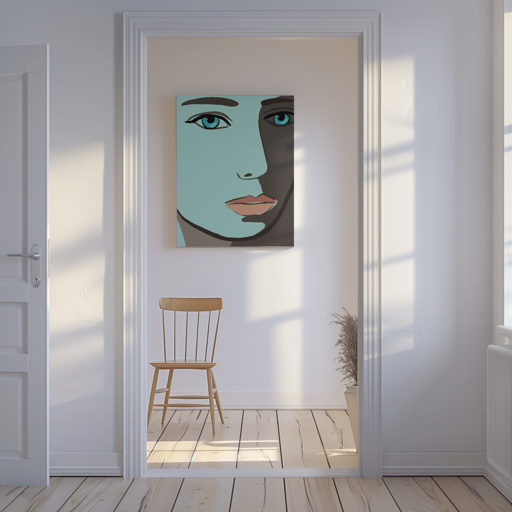 Blauw gezicht | Canvas