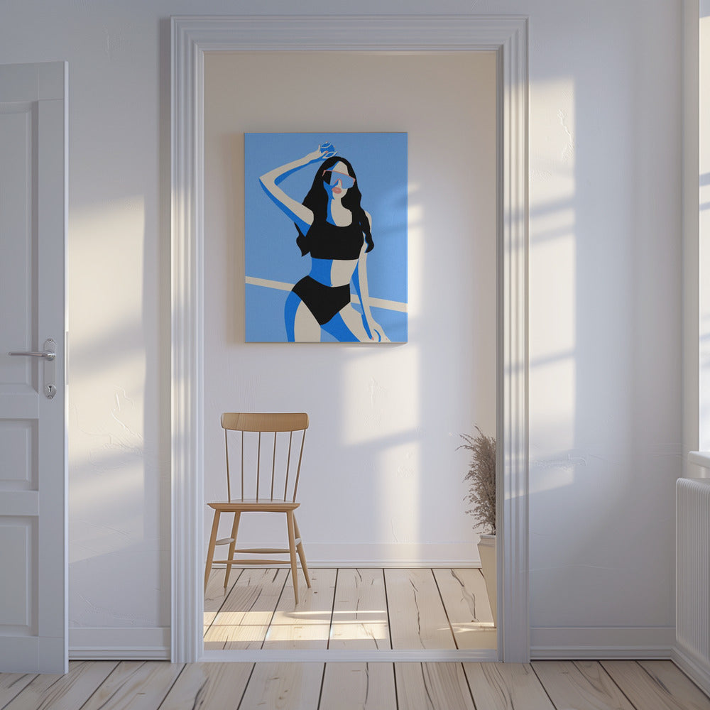 Blauw Sportmeisje | Canvas
