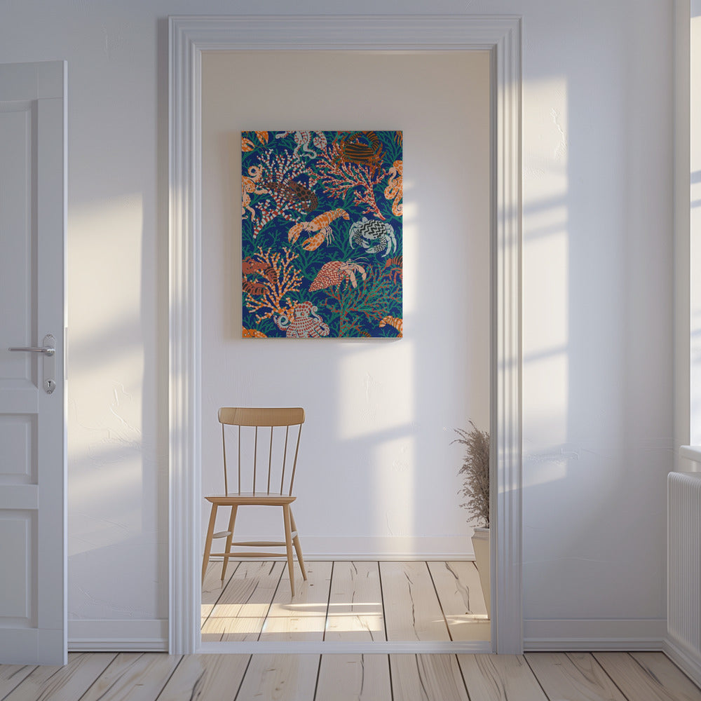 Levendig koraalrifblauw en oranje patroon | Canvas