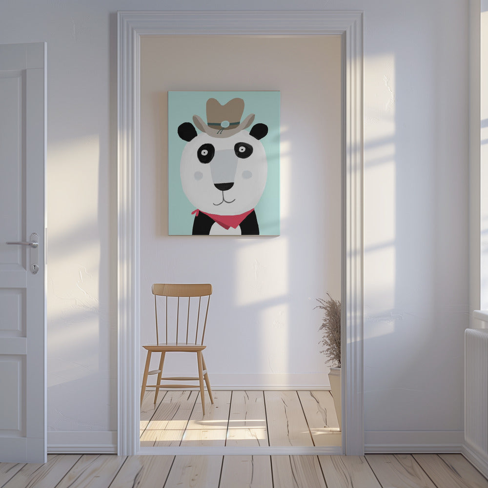 Grappige panda met cowboyhoed van kunstenaar Carla Daly | Canvas