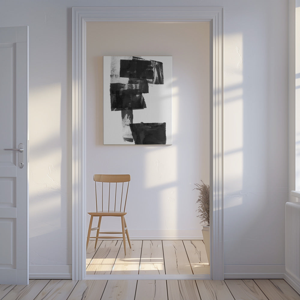 Zwart-wit abstracte compositie nr. 1 | Canvas