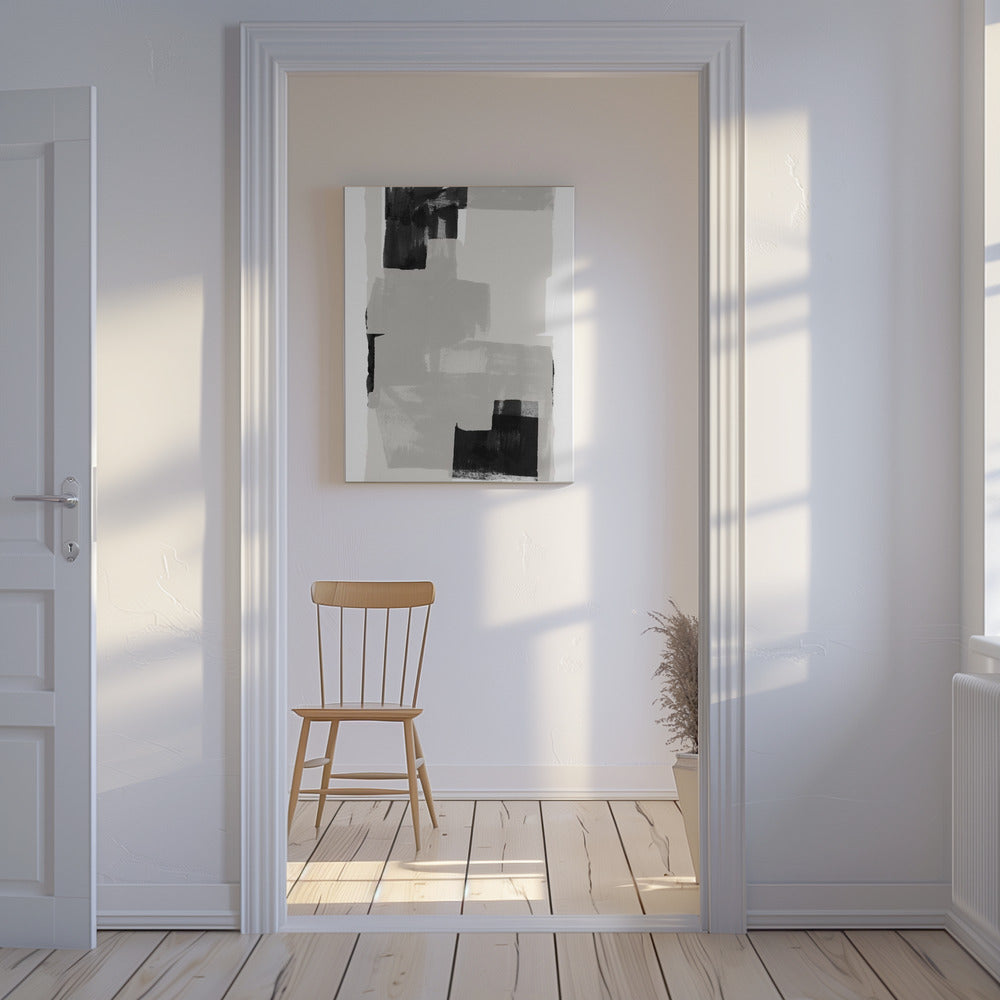 Zwart-wit abstracte compositie nr. 3 | Canvas