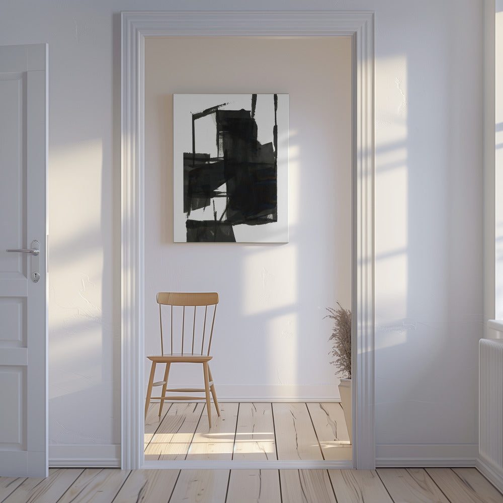 Zwart-wit abstracte compositie nr. 4 | Canvas