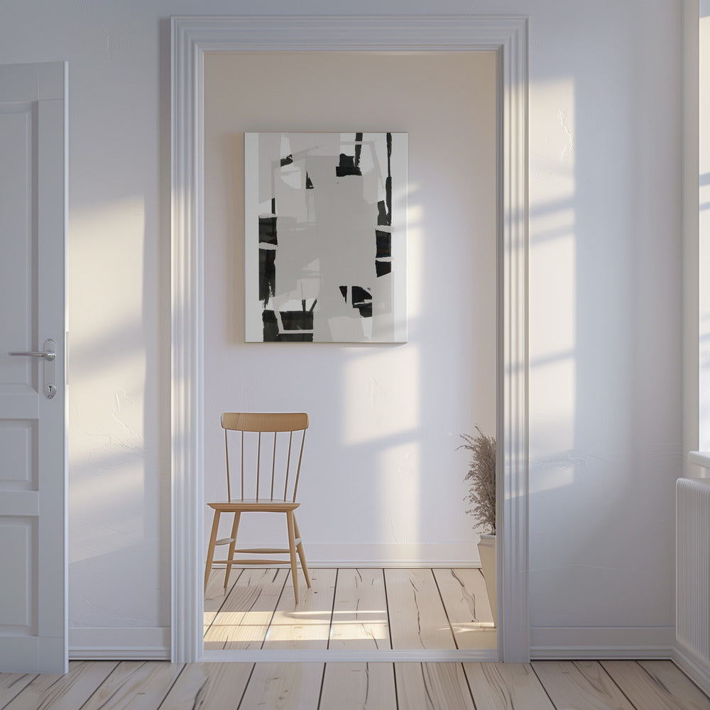 Zwart-wit abstracte compositie nr. 6 | Canvas