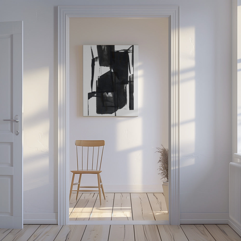 Zwart-wit abstracte compositie nr. 7 | Canvas
