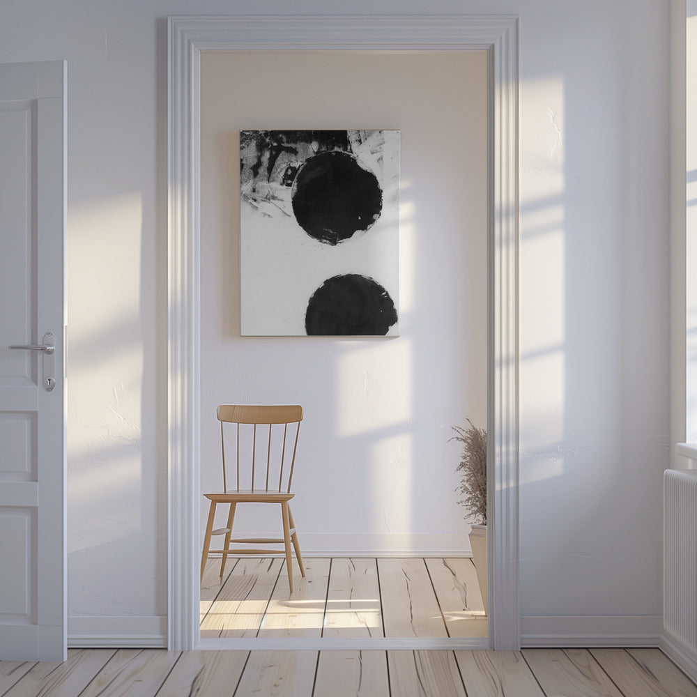 Zwart-witte abstracte stippen 2 | Canvas