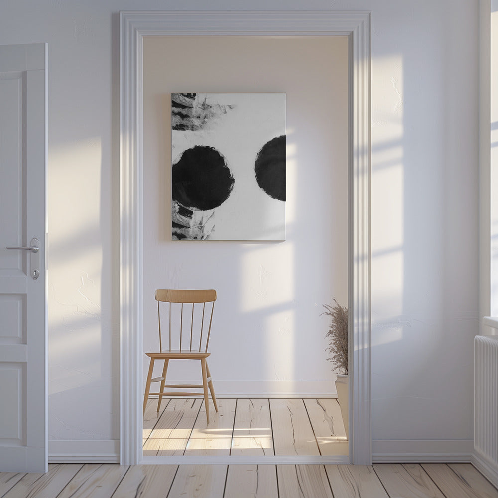 Zwart-witte abstracte stippen 3 | Canvas