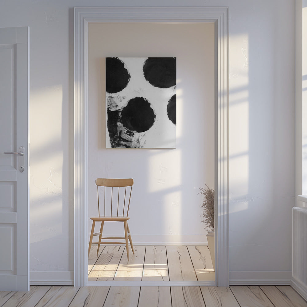 Zwart-witte abstracte stippen 4 | Canvas