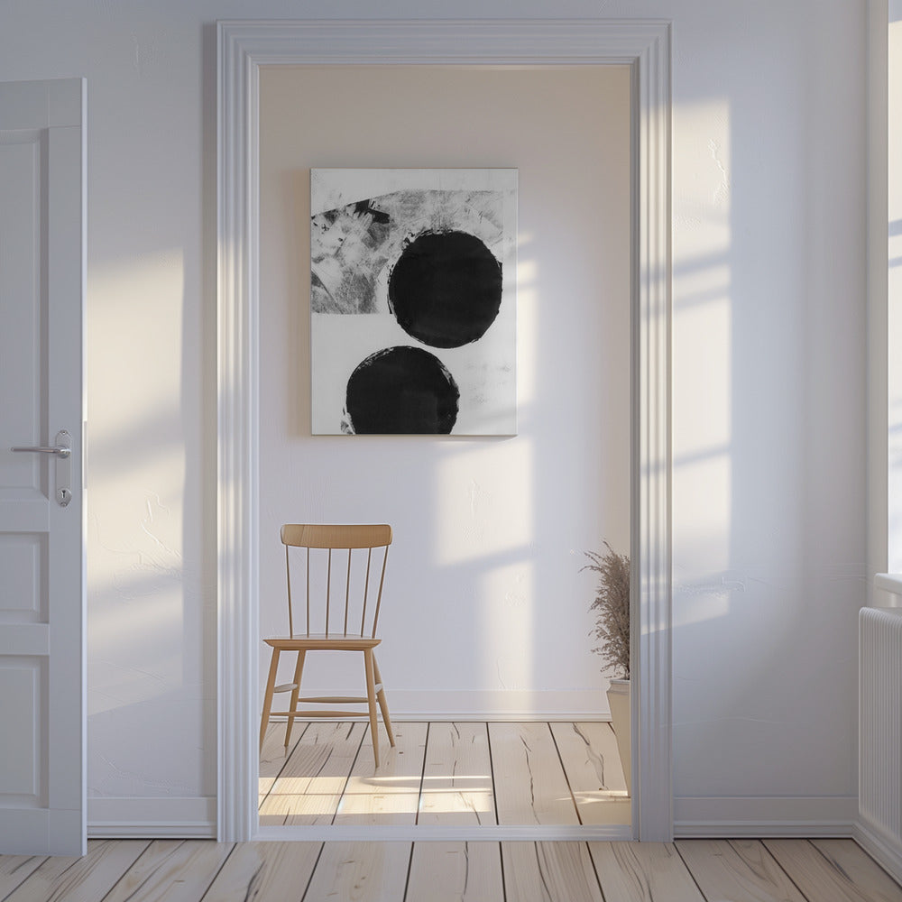Zwart-witte abstracte stippen 5 | Canvas
